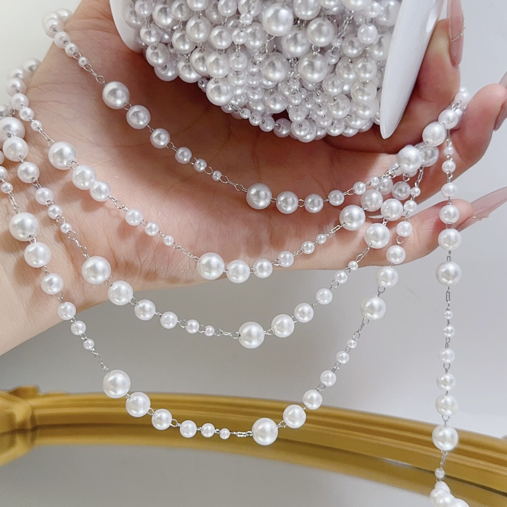 3-8mm Pearl Copper Chain, Anci - Beaded Trim Fringe reseña y precio