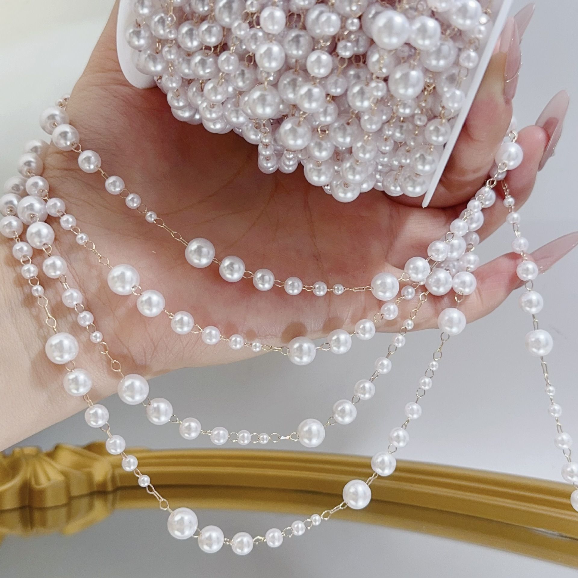 3-8mm Pearl Copper Chain, Anci - Beaded Trim Fringe reseña y precio