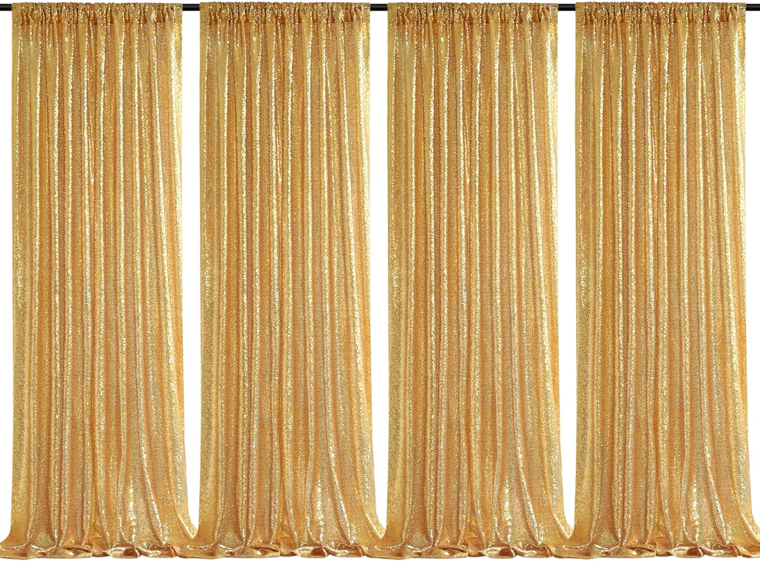 2×8FT-4PCS Gold Sequin Backdro - Sequin Fabric Panel reseña y precio