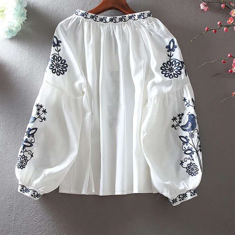 2026 Women's Retro Blouse Nati - Tassel Fringe Trim reseña y precio