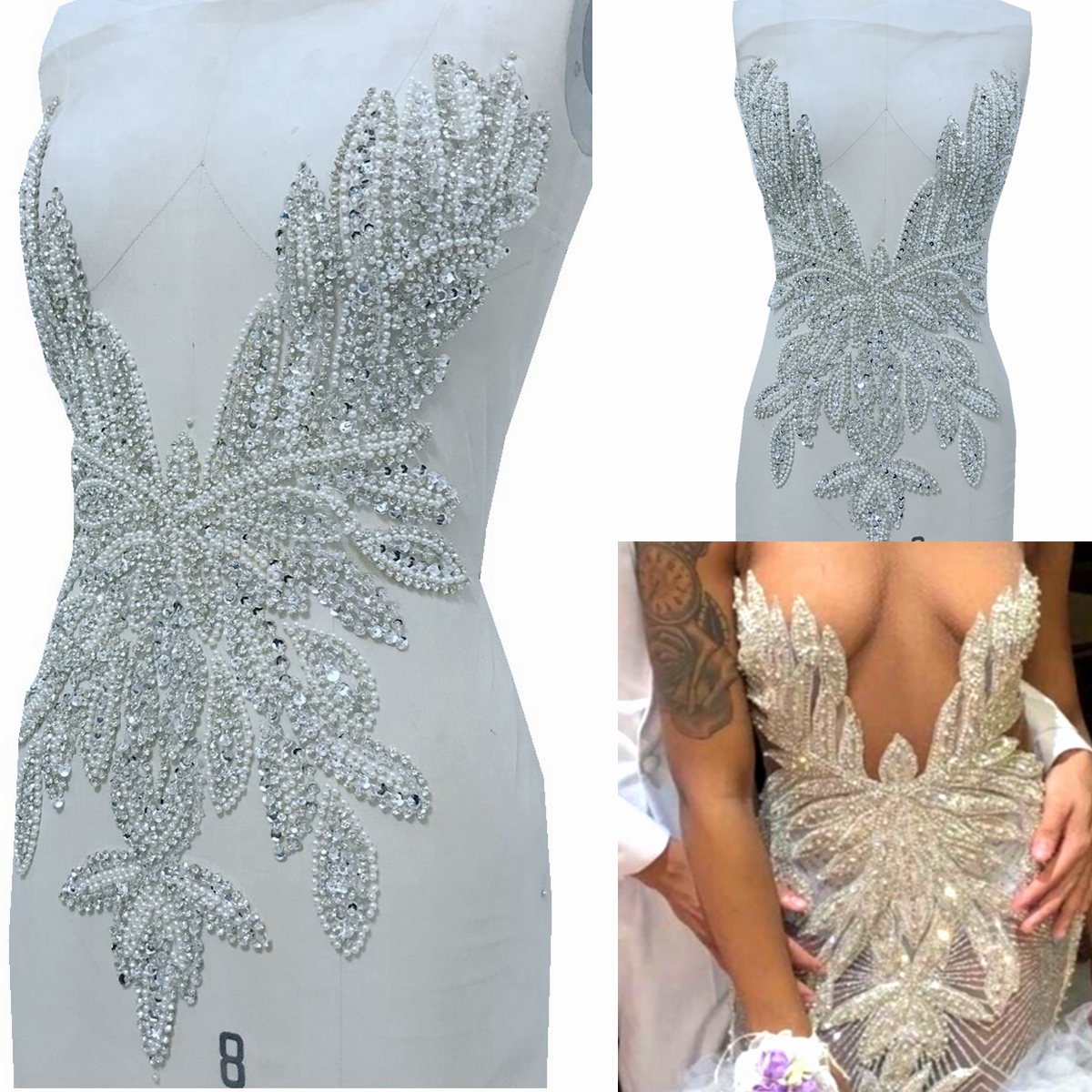 Luxury Beading Mesh Pearls Cry - Crystal Mesh Fabric reseña y precio
