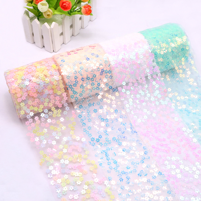 8cm 10cm 10 Yards Glitter Sequ - Organza Ribbon Spool reseña y precio