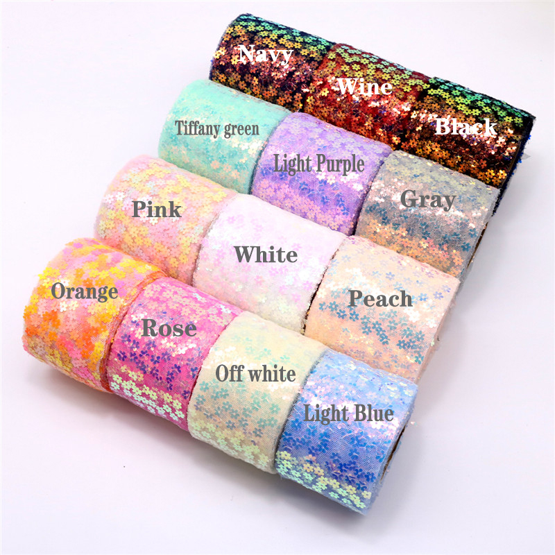 8cm 10cm 10 Yards Glitter Sequ - Organza Ribbon Spool reseña y precio
