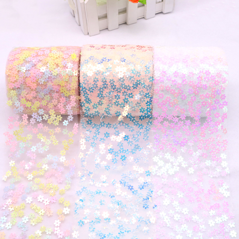 8cm 10cm 10 Yards Glitter Sequ - Organza Ribbon Spool reseña y precio