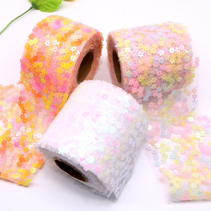8cm 10cm 10 Yards Glitter Sequ - Organza Ribbon Spool reseña y precio