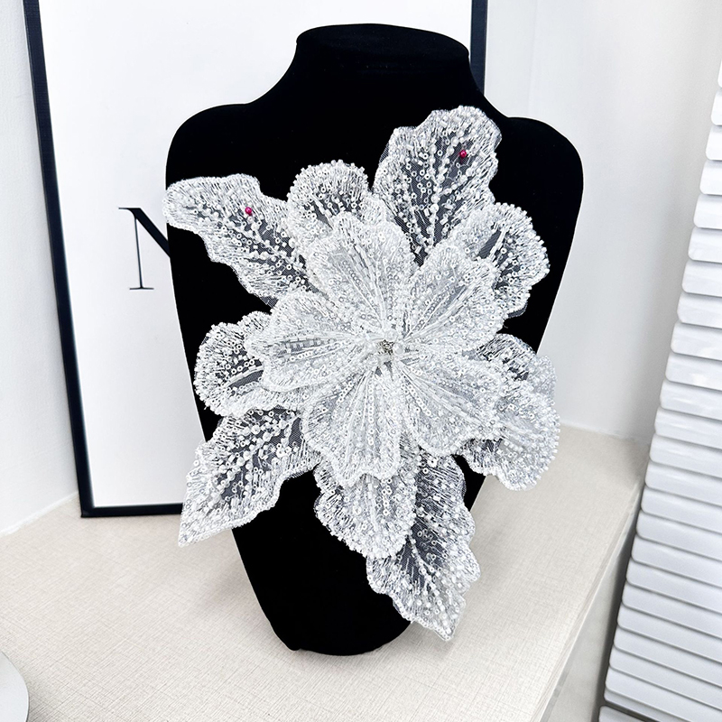 White Lace Sequin Beaded Flowe - Applique Patch Flower reseña y precio