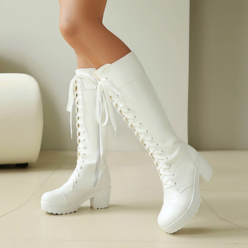 Womens Knee High Lace Up Comba - Guipure Lace Panel reseña y precio