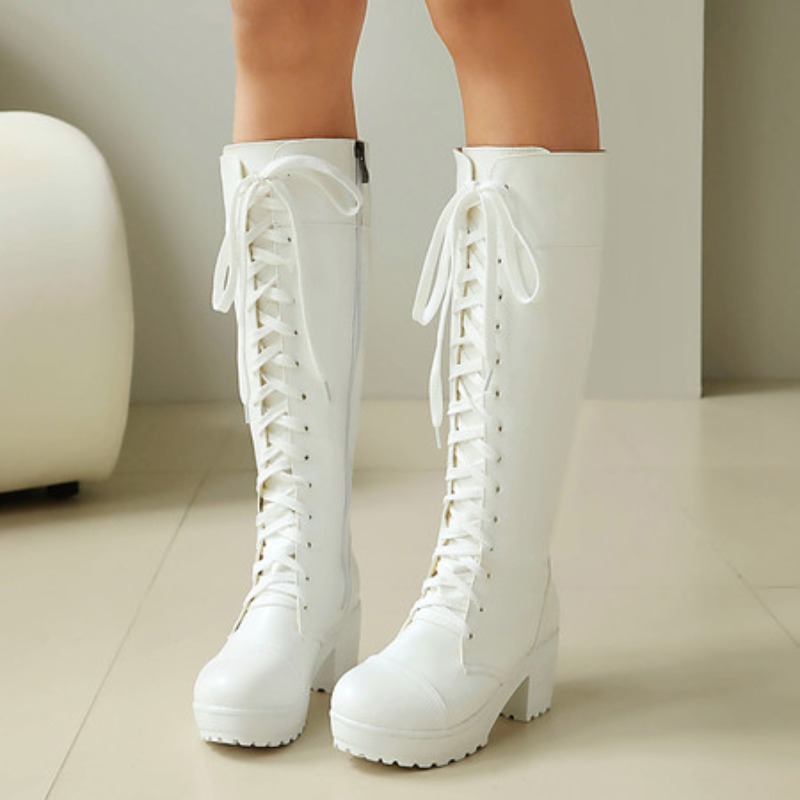 Womens Knee High Lace Up Comba - Guipure Lace Panel reseña y precio