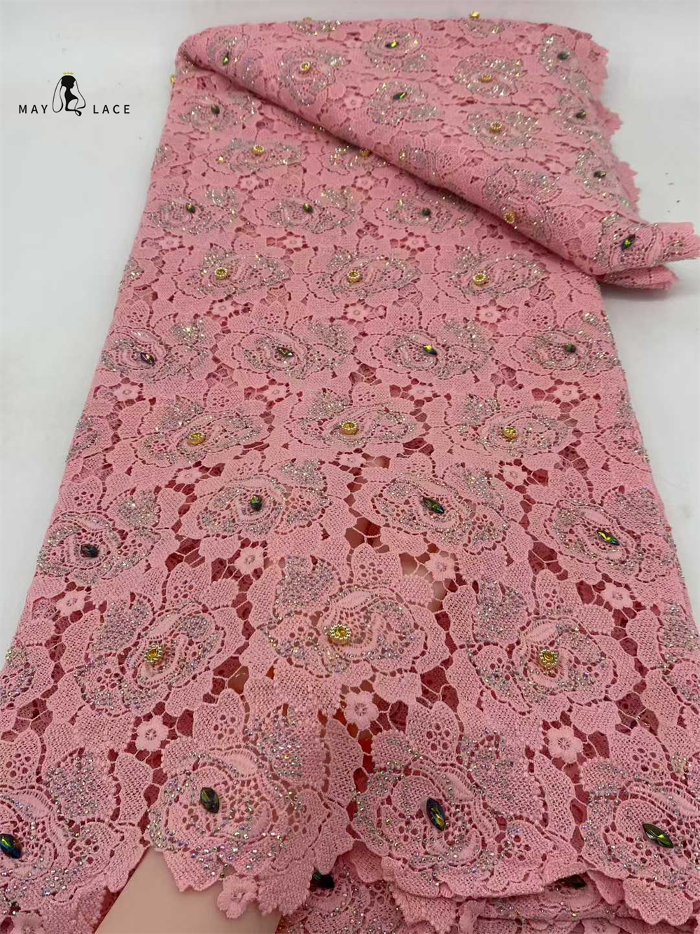 Latest Cord Guipure Lace Fabri - Crystal Mesh Fabric reseña y precio