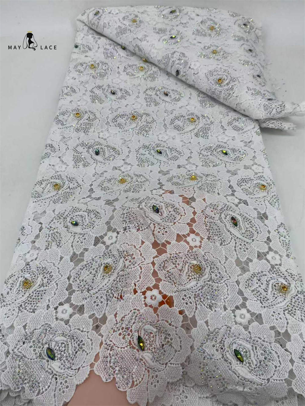 Latest Cord Guipure Lace Fabri - Crystal Mesh Fabric reseña y precio